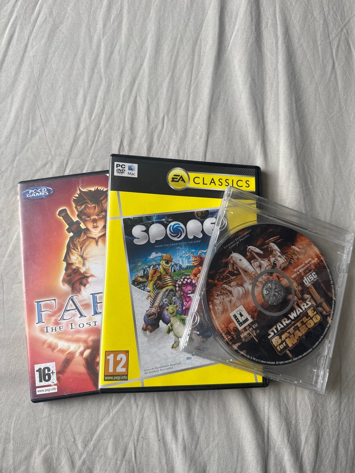 PC Games: Fable, Spore, Star Wars Battle for Naboo, Spelcomputers en Games, Games | Pc, Gebruikt, Role Playing Game (Rpg), 1 speler