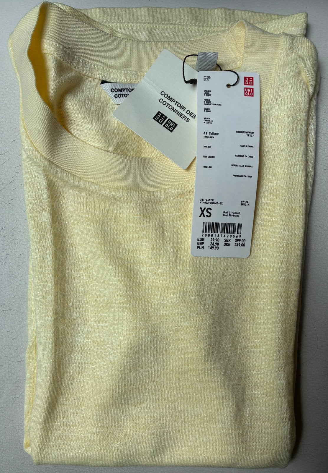 Nieuw linnen shirt | Uniqlo x Comptoir des Cotonniers | XS, Geel, Nieuw, Ophalen of Verzenden, Zonder mouw