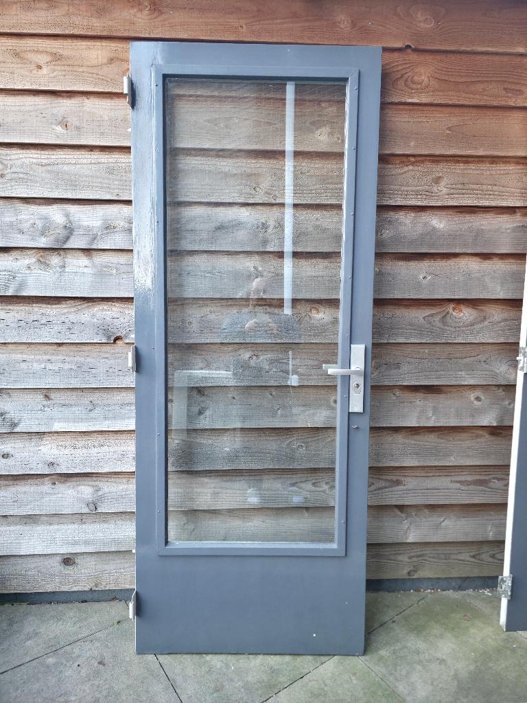 Hardhouten deur 211x83, Doe-het-zelf en Verbouw, Deuren en Horren, Ophalen, Gebruikt, 80 tot 100 cm, Buitendeur