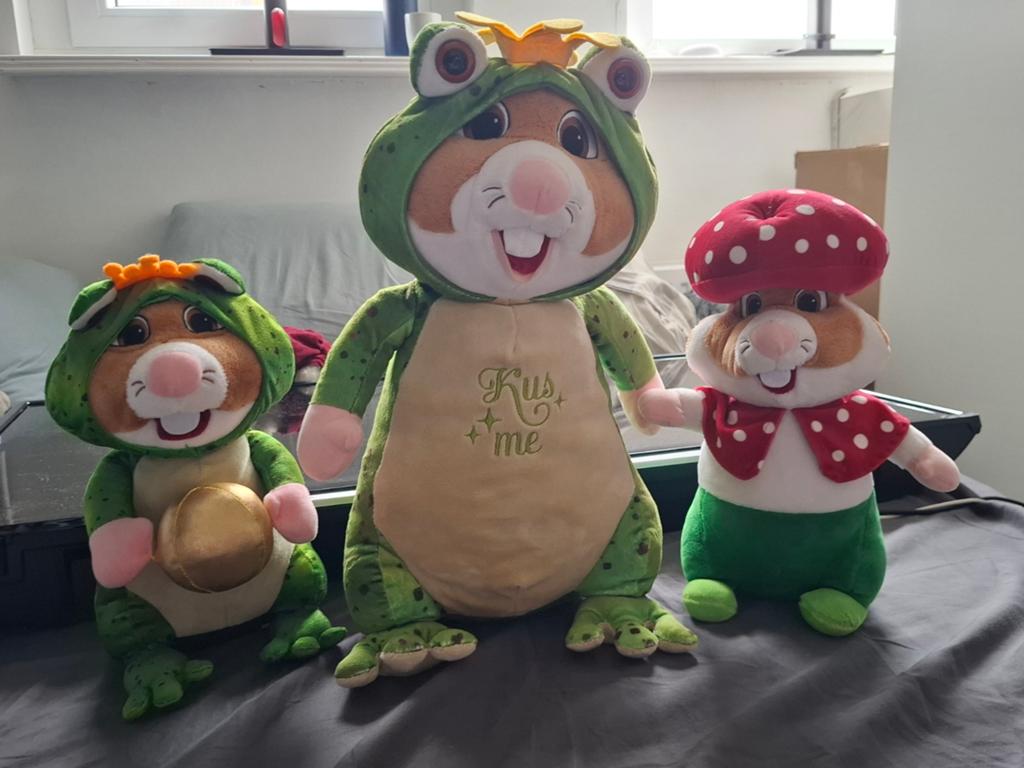Set van 3 Hamster Knuffels: Kikkerprins & Paddenstoel, Overige merken, Overige karakters, Hamster, Ophalen of Verzenden