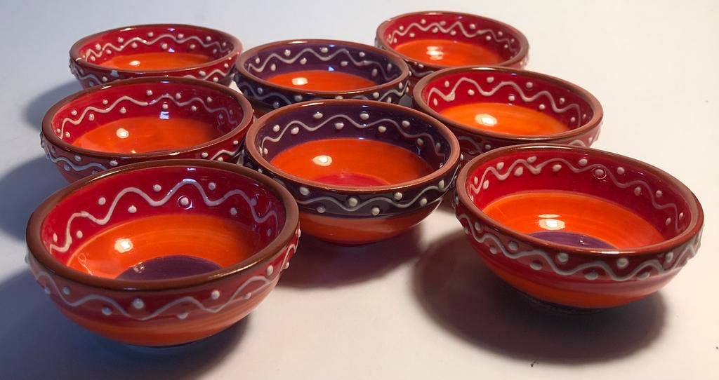 Acht kleine Mexicaanse salsa schaaltjes, handbeschilderd, Ophalen of Verzenden