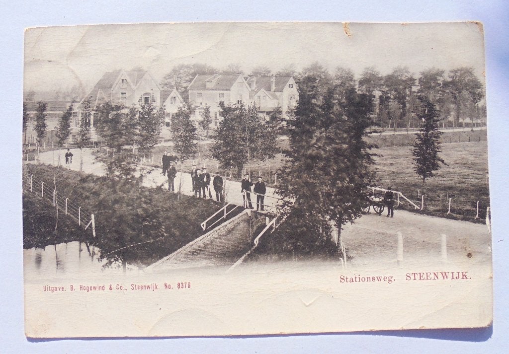 STEENWIJK oude kaart duiker en Stationsdweg met handkar 1905, Ophalen of Verzenden, Voor 1920, Gelopen, Overijssel