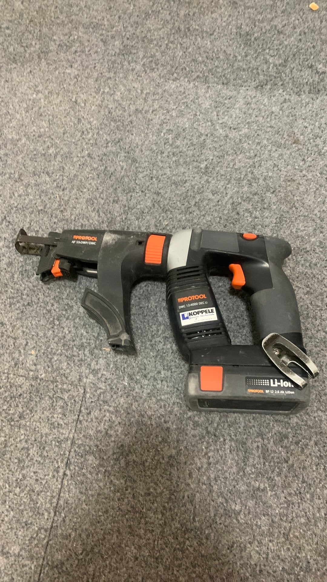 Protool/festool dwc 12-4000 dec lion set gipsschroefmachine, Gebruikt, Variabele snelheid, Ophalen of Verzenden, Boor- en Schroefmachine