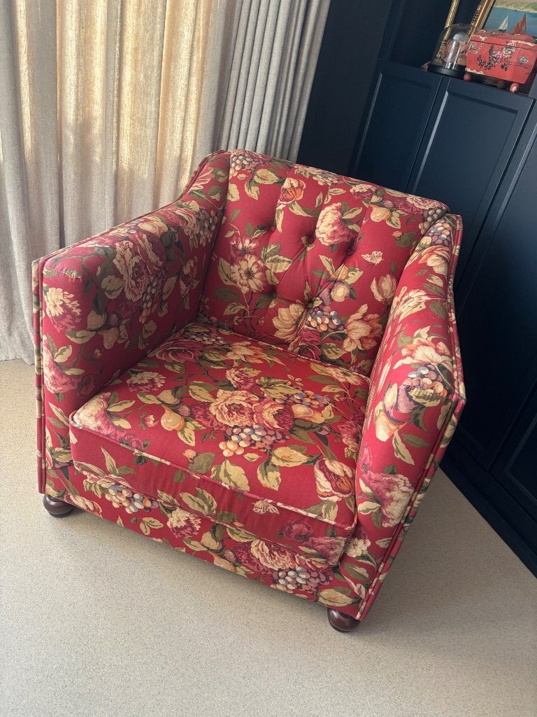 Bloemenprint Fauteuil - Engels met Bloemmotief, Ophalen, Klassiek, Bloemenprint, Vintage, country, English, klassiek, 75 tot 100 cm