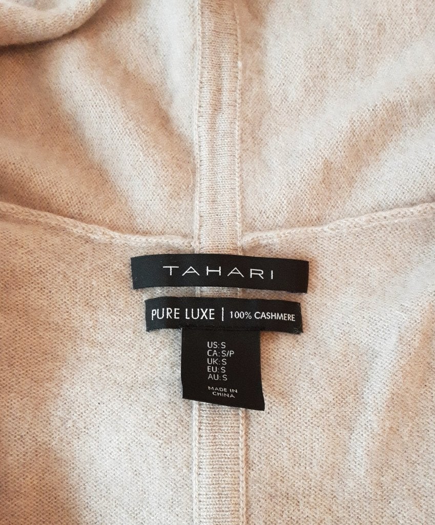 Cashmere vest zonder mouwen van Tahari, Verzenden, Zo goed als nieuw, Maat 36 (S), Beige