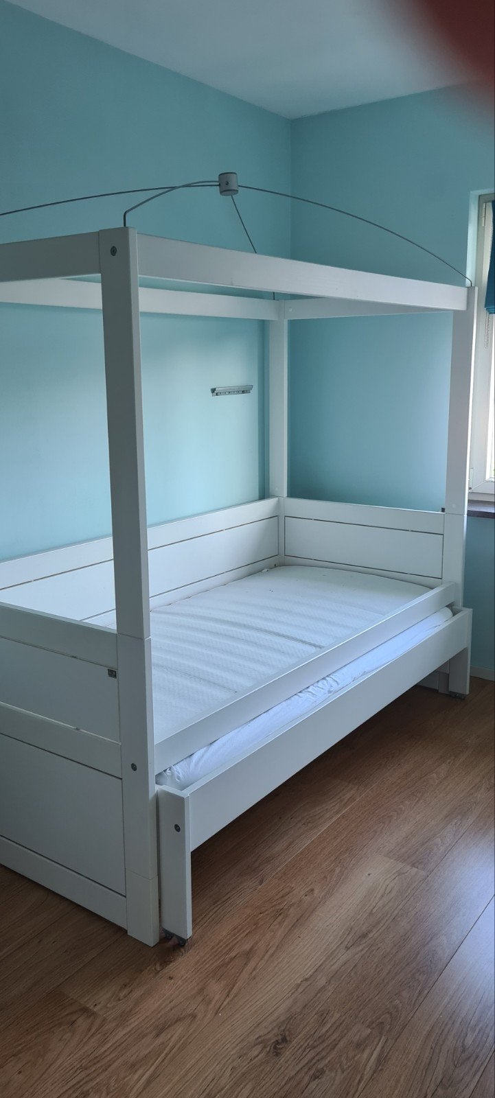 LIFETIME Kidsroom 4-in-1 Hemelbed met Logeerbed - Wit, Ophalen, 90 cm, Eenpersoons, Wit