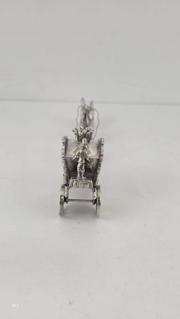 Zilveren miniatuur Gouden Koets met 6 paarden           Z250, Ophalen of Verzenden, Zilver