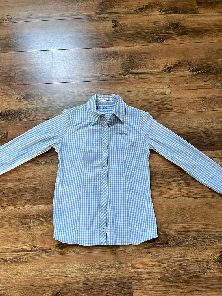 Bien Bleu Blauw Geruite Blouse Maat 34 (XS), Ophalen of Verzenden, Zo goed als nieuw, Maat 34 (XS) of kleiner, Blauw