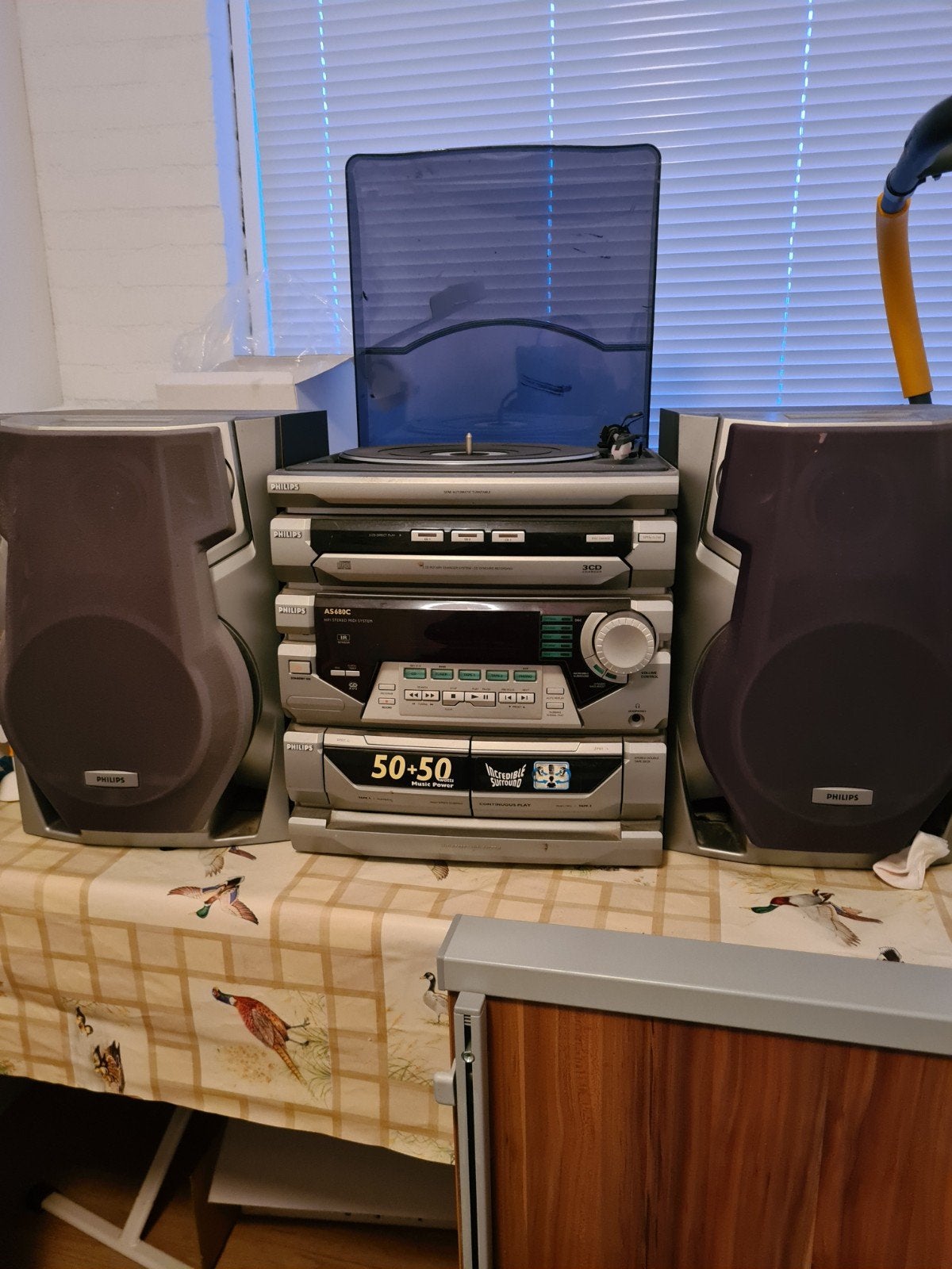 Philips Audio Toren met Platenspeler en Dubbel Casse, Philips, Gebruikt, Cassettedeck, Onbekend