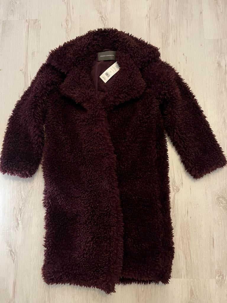French Connection Bordeaux Rode Mantel - Maat 36, Kleding | Dames, Ophalen of Verzenden, Zo goed als nieuw, Maat 36 (S), Rood