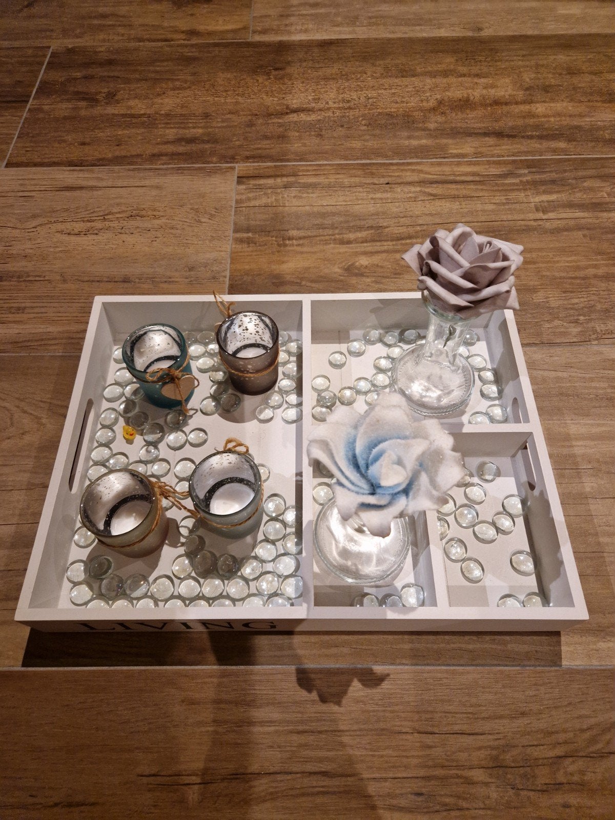 Decoratief dienblad, wit, incl. alle accessoires., Decoratieve rand, Ophalen of Verzenden, Zo goed als nieuw, Rechthoekig