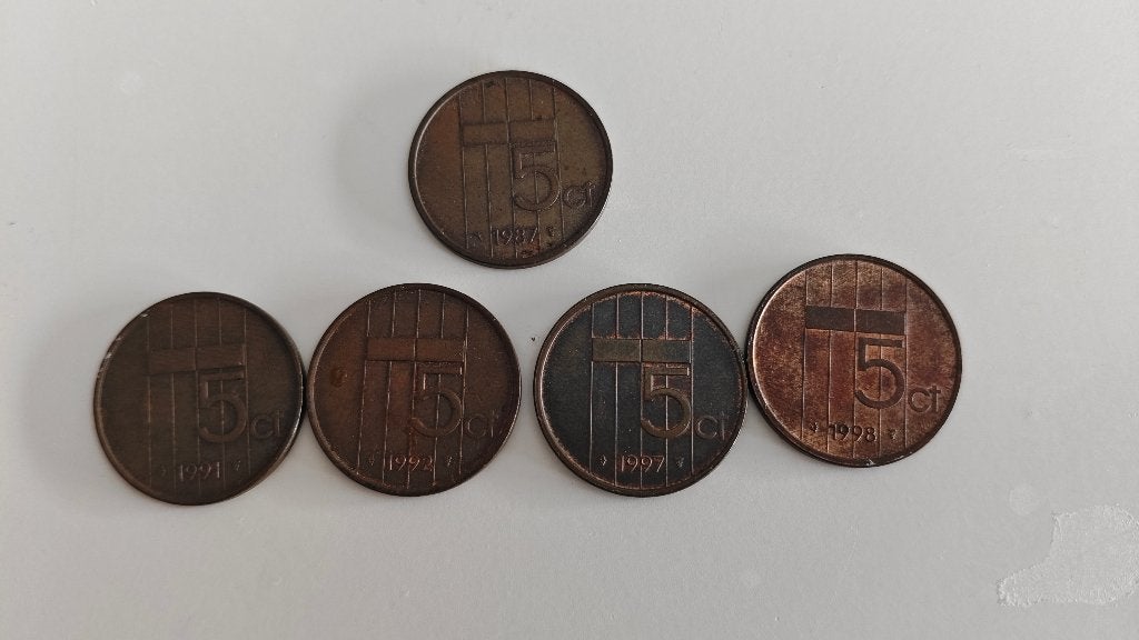 Gulden collectie stuiver 5 cent Beatrix 1987 1991 1992 1997, Ophalen of Verzenden, Koningin Beatrix, 5 cent, Setje