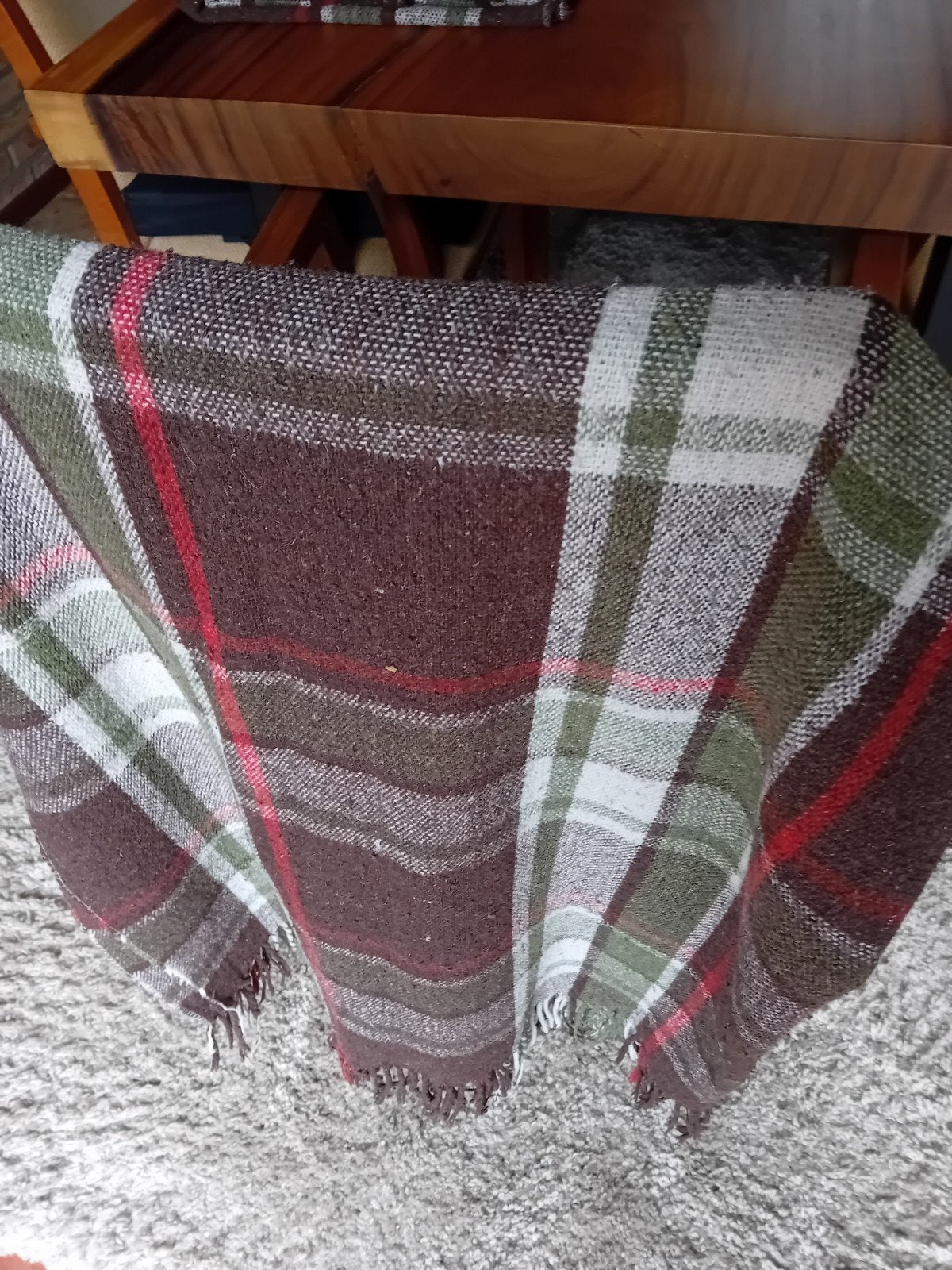 3 x vintage ruit plaid, Ophalen, Gebruikt, Plaid, Bruin