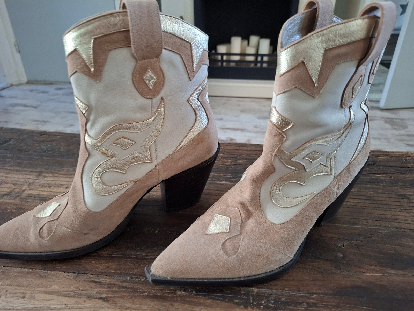 Toral Cowboy laarsjes, Ophalen, Beige, Lage of Enkellaarzen, Toral