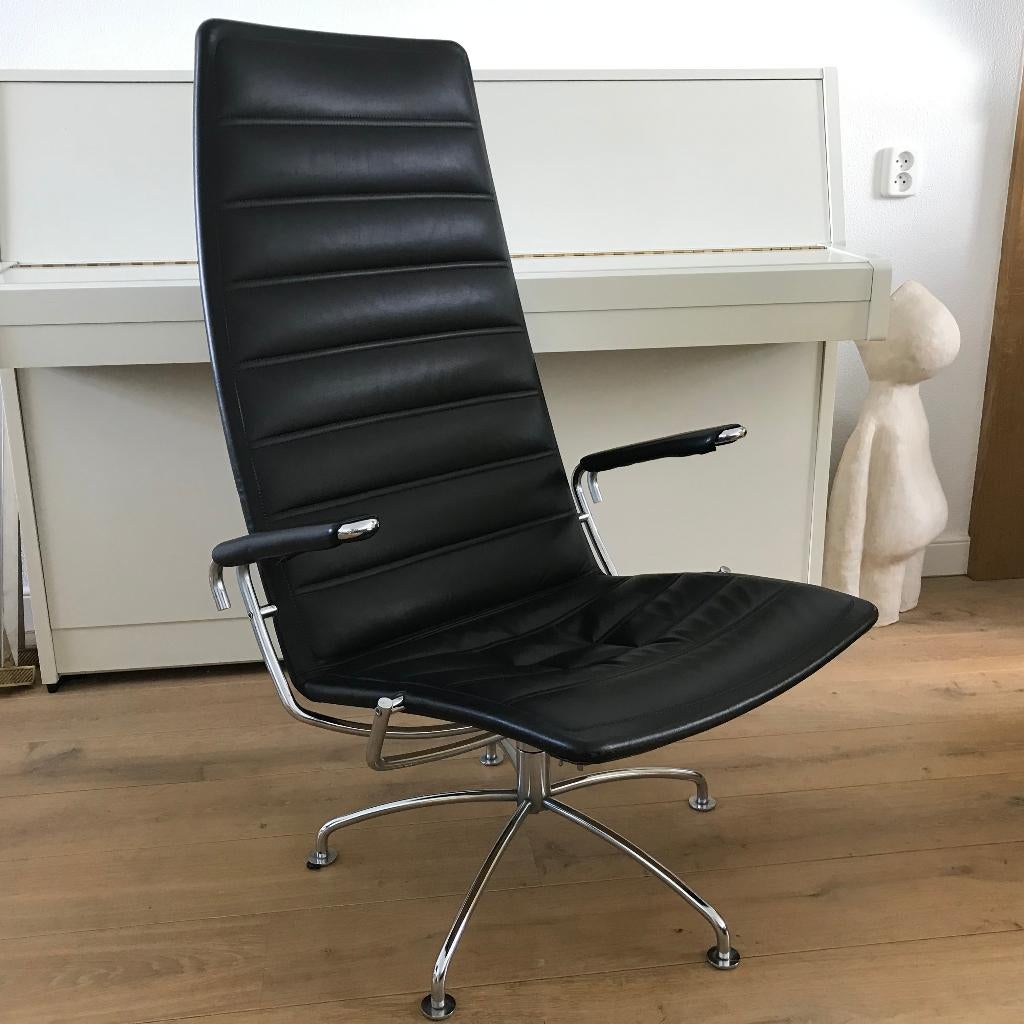 Fritz Hansen SAS chair heren fauteuil stoel 3839 zwart leer, Huis en Inrichting, Fauteuils, Ophalen of Verzenden, Nvt, Nvt, Leer