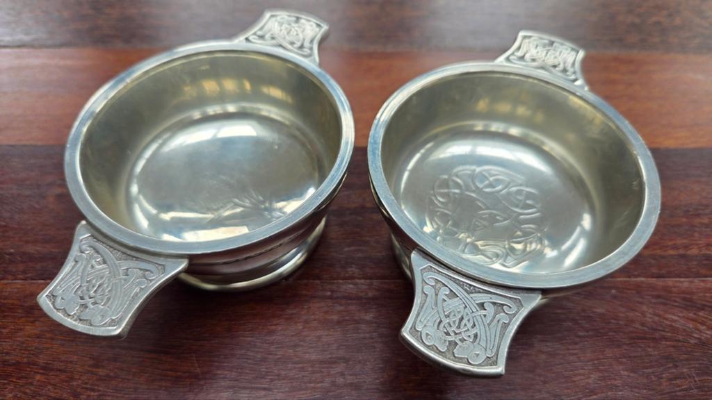 Wentworth Pewter Quaich Whisky Kommetjes - Keltisch Design, Ophalen of Verzenden