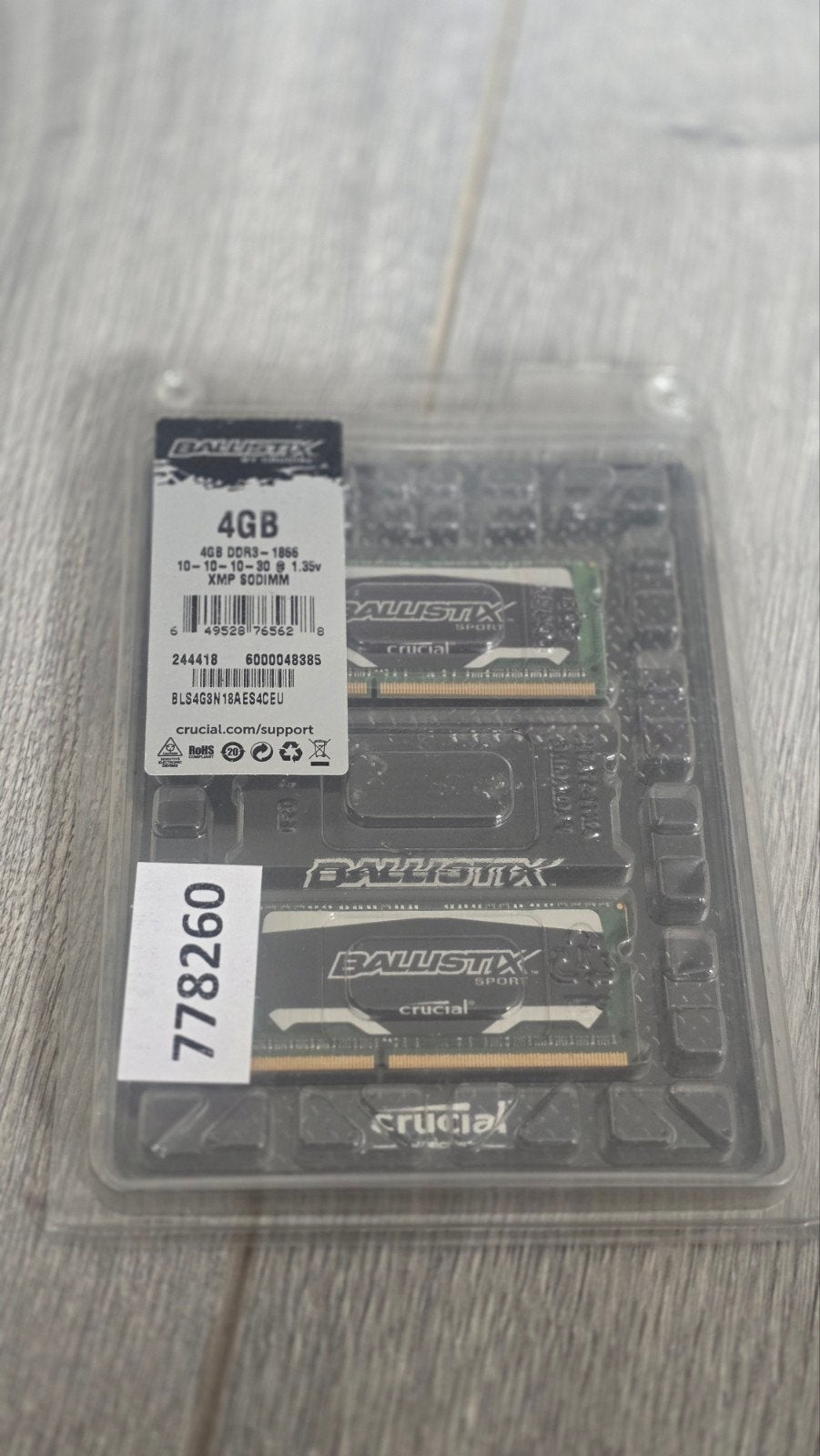 Crucial Ballistix Sport 2x4GB DDR3 1866MHz RAM Geheugen, Gebruikt, 8 GB, DDR3, Ophalen of Verzenden