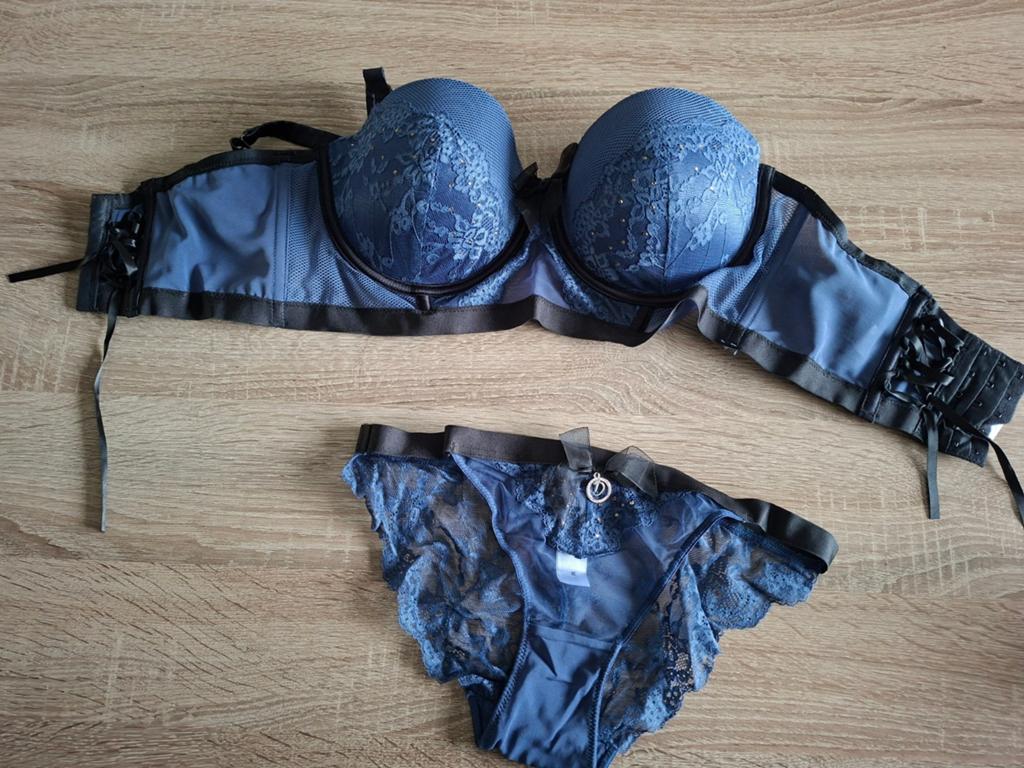 Hunkemöller Doutzen's Stories Lingerieset Blauw/Zwart 80D/M, Ophalen of Verzenden