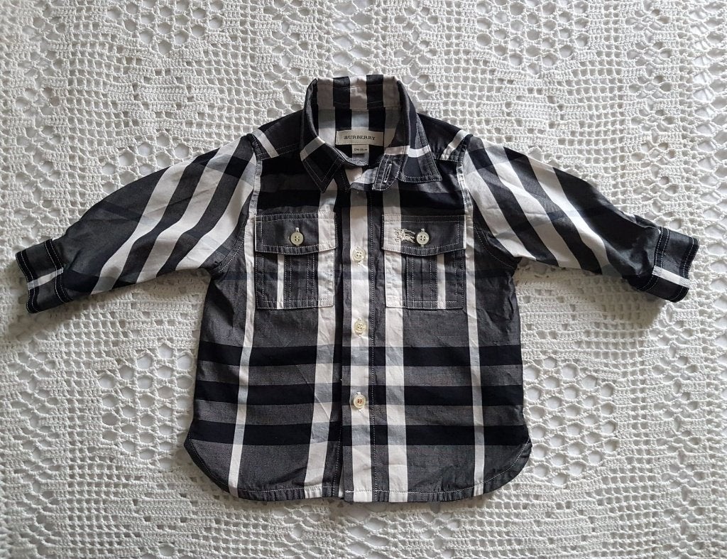 Burberry Baby blouse ruitjes 68, Kinderen en Baby's, Ophalen of Verzenden, Zo goed als nieuw, Jongetje, Overige typen