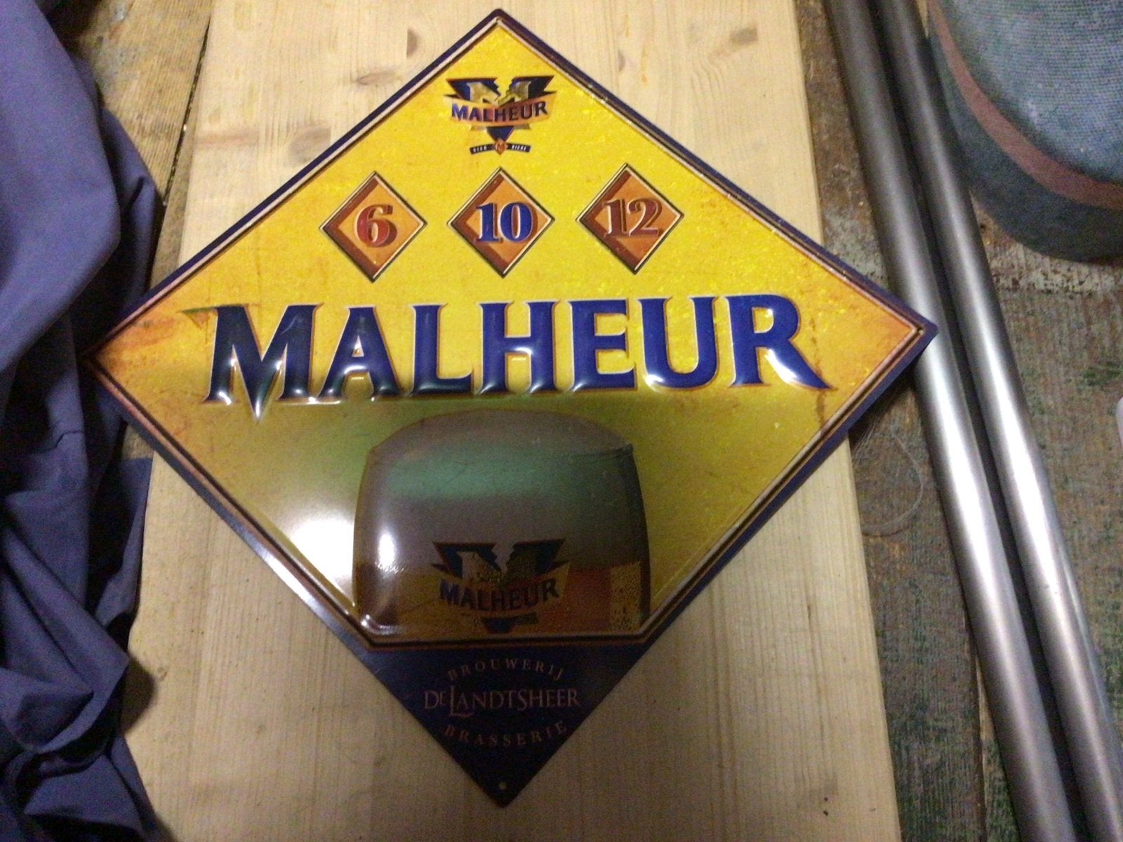 Malheur Bier Reclamebord - Brouwerij De Landtsheer, Verzamelen, Biermerken, Ophalen of Verzenden, Gebruikt