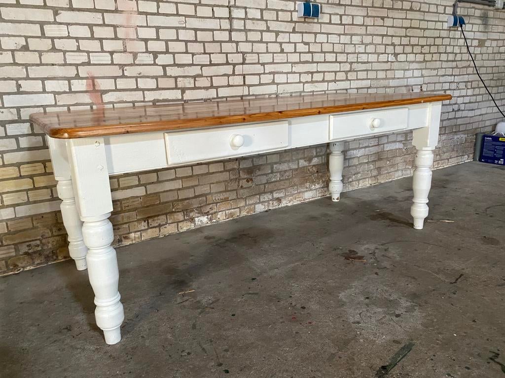 Mooie eettafel brocante - 200x90x80 (lxbxh), Ophalen, Gebruikt, 200 cm of meer, 50 tot 100 cm