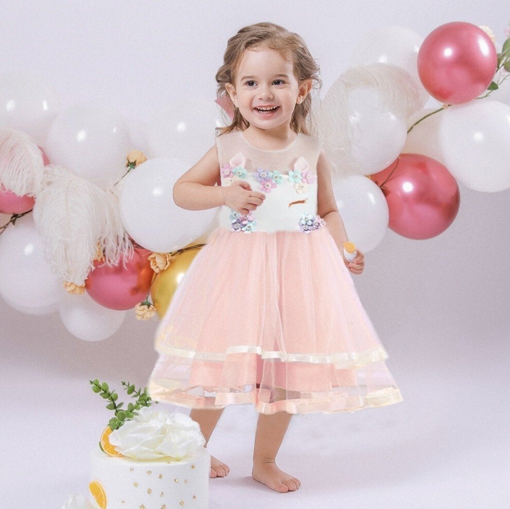 Nieuw ! Maat 104-110 Mooie Lichtroze Unicorn Prinsessenjurk, Kinderen en Baby's, Carnavalskleding en Verkleedspullen, Ophalen of Verzenden