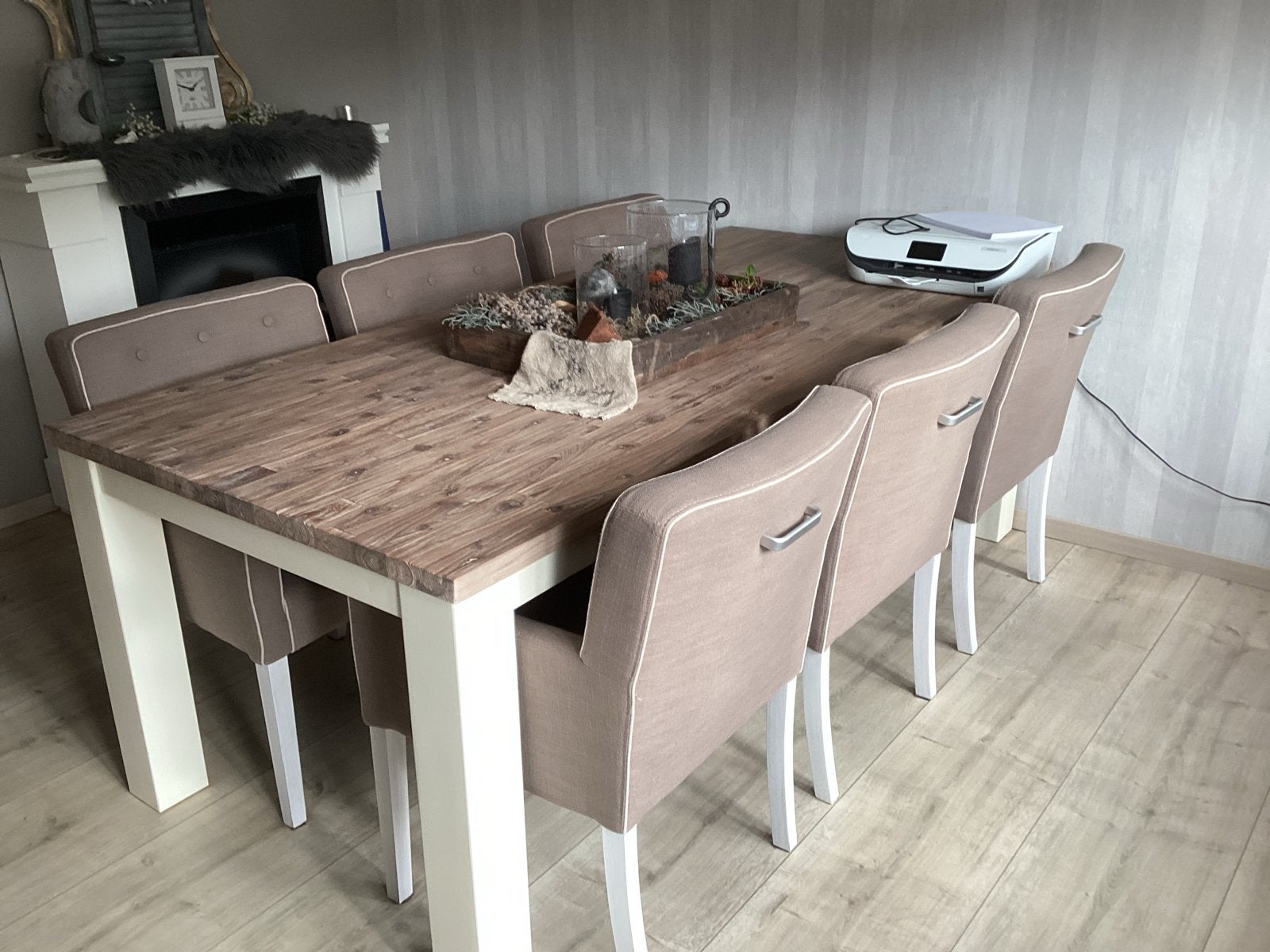 Eettafel (220x100x78) met 6 stoelen van Pronto Wonen, Huis en Inrichting, Ophalen, 100 tot 150 cm, 200 cm of meer, Zo goed als nieuw