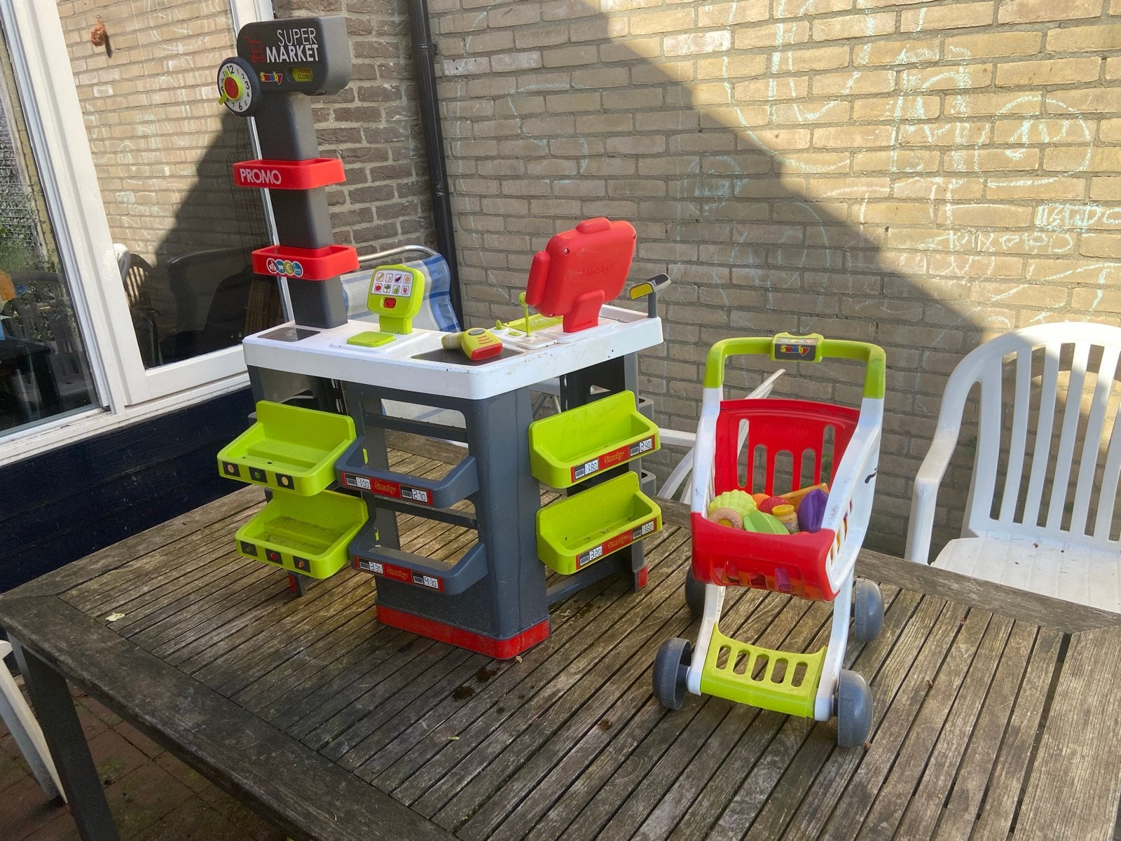 Smoby supermarkt met winkelwagentje, Ophalen, Gebruikt, Jongen of Meisje