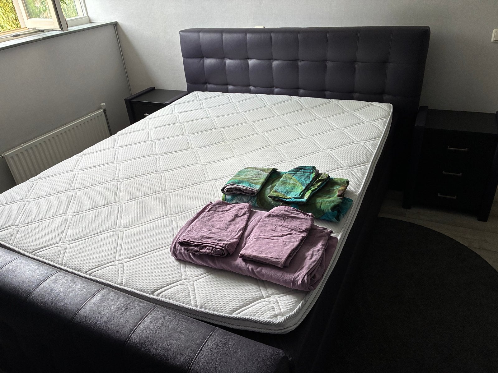 Tweepersoonsbed Swiss Sense 160x200, Ophalen, Gebruikt, Zwart, Tweepersoons