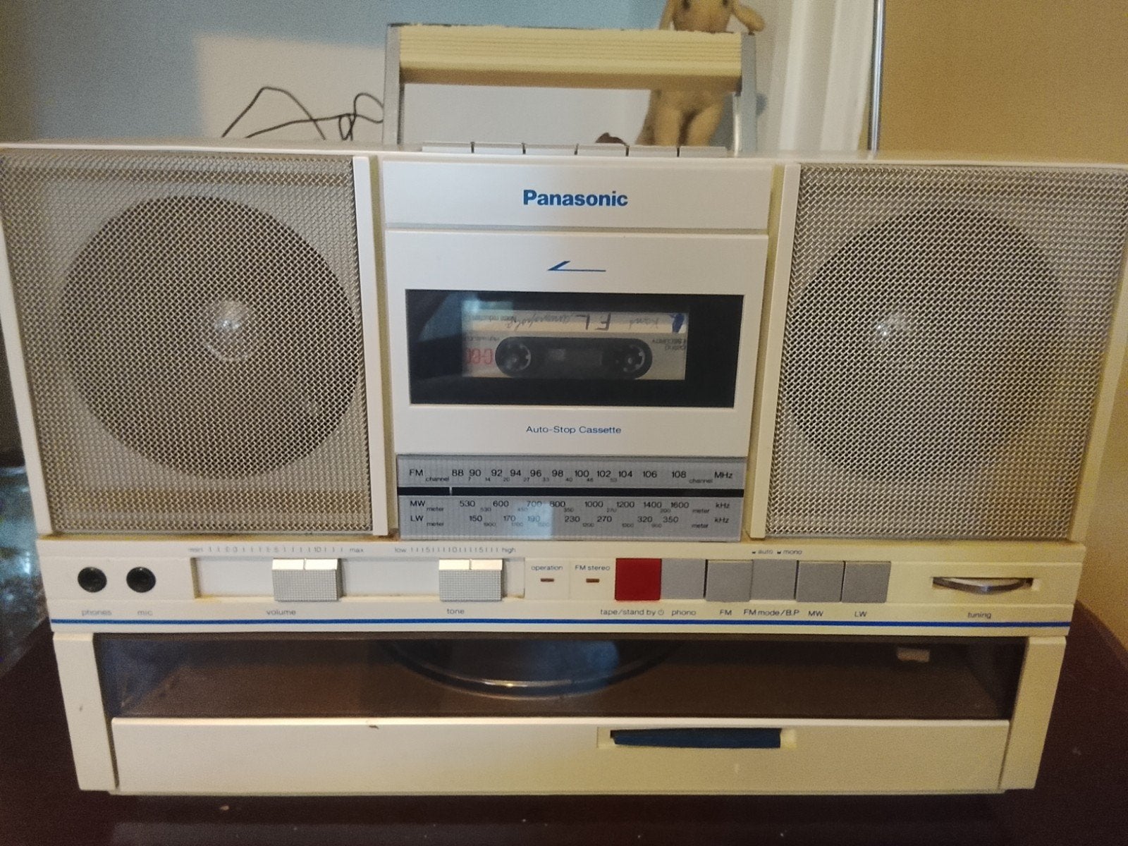 Panasonic SG-J500L Vintage Stereo met Platenspeler Cassett, Gebruikt, Draagbaar, Ophalen, Cassettedeck