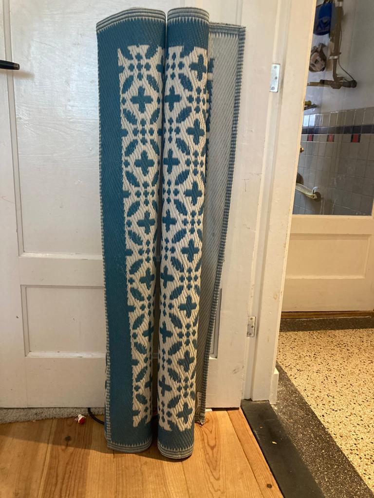 2x Action Buitenkleed 120x180 cm - Turquoise/Wit, Ophalen, Zo goed als nieuw