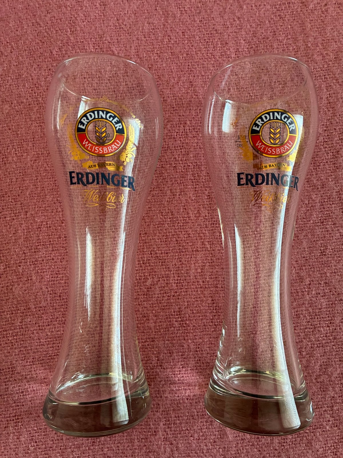 2 Erdinger Weissbier glazen 0.5L, Ophalen of Verzenden, Gebruikt, Glas of Glazen, Overige merken