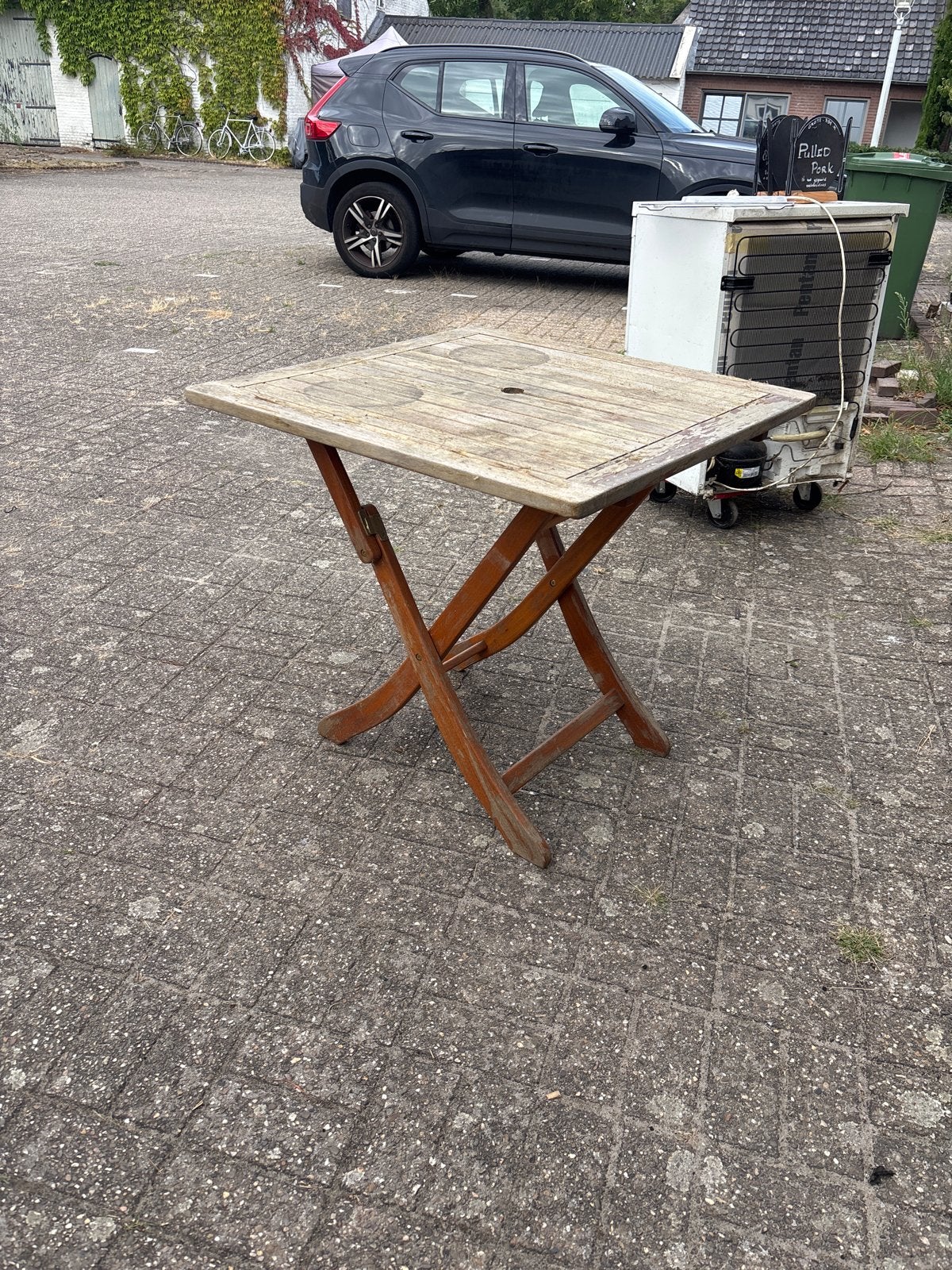 Houten klaptafel voor buiten - Gebruikt, Tuin en Terras, Ophalen, Gebruikt, Vierkant, Hout