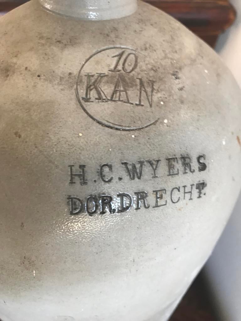 Antieke H.C. Wyers Dordrecht 10 Kan Stoneware Kruik, Ophalen of Verzenden