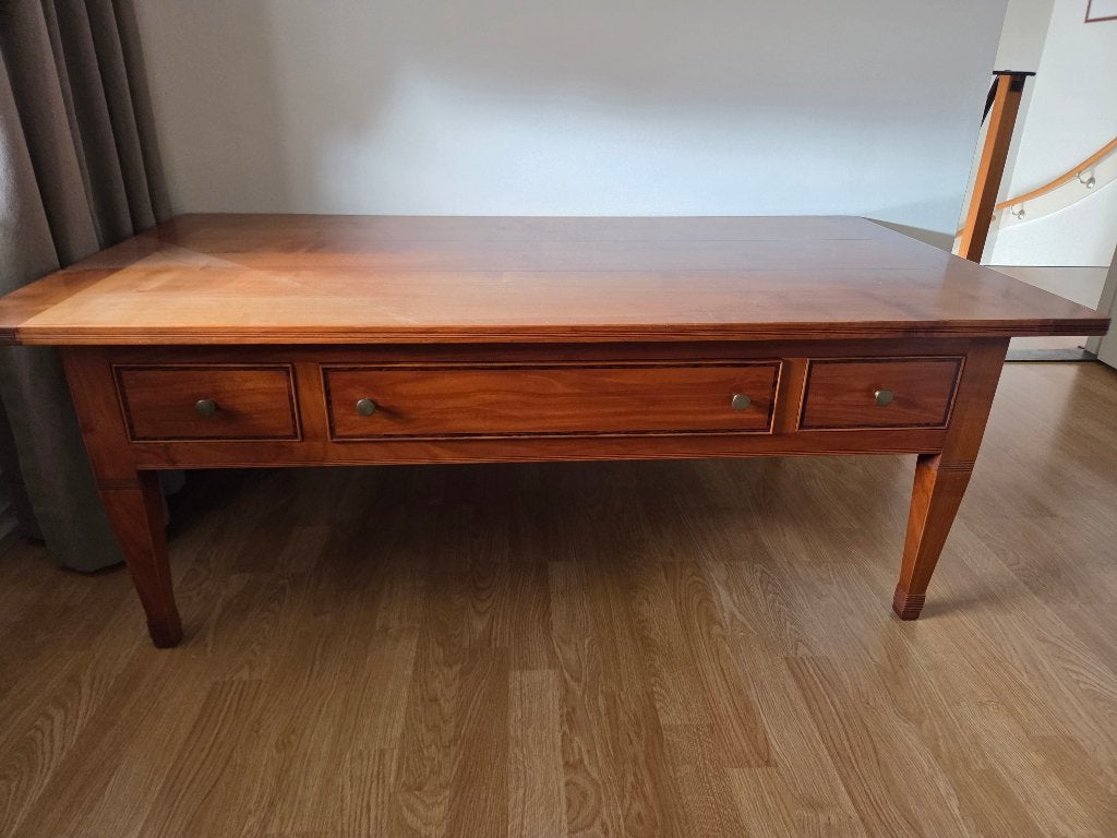 Kersenhouten salontafel, Ophalen, Gebruikt, 100 tot 150 cm, 50 tot 100 cm