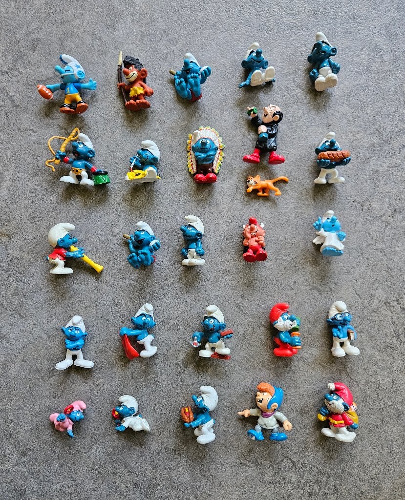 25 smurfen, Verzamelen, Smurfen, Ophalen of Verzenden, Gebruikt, Verschillende Smurfen
