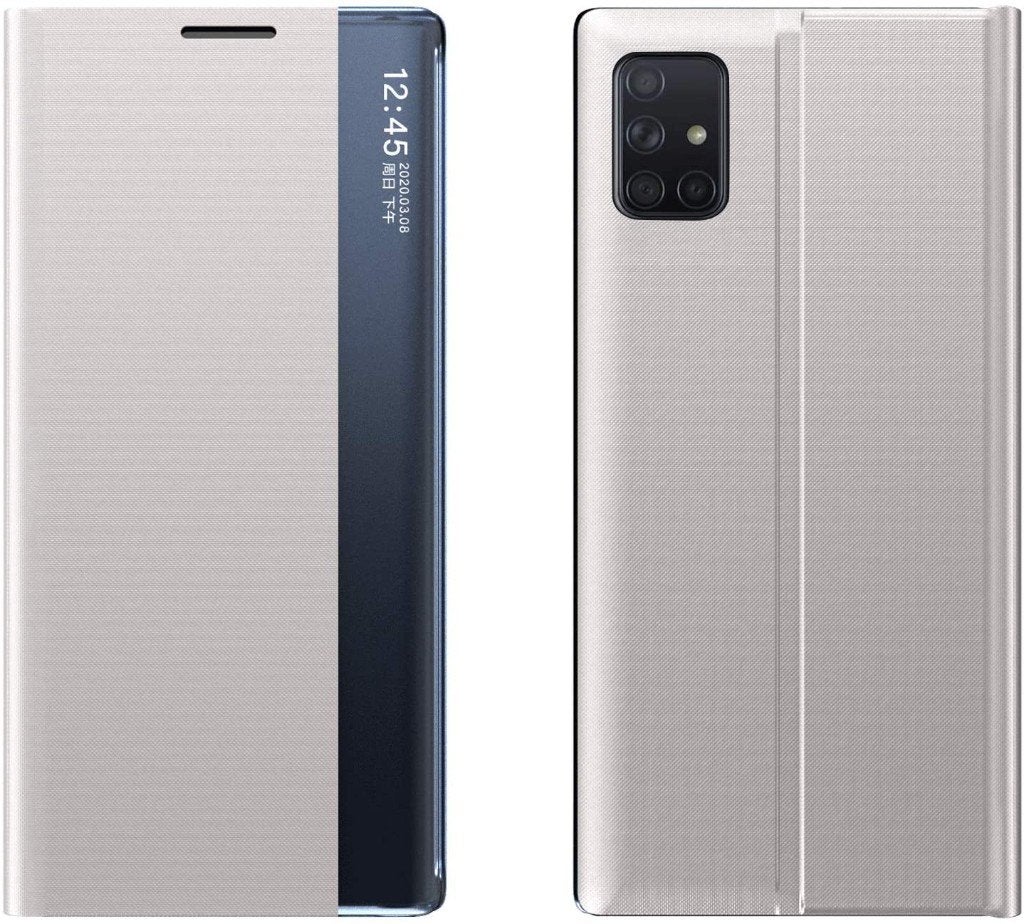 Smart Clear View Stand Cover Set Galaxy A71 _ Zilver, Verzenden, Nieuw, Hoesje of Tasje