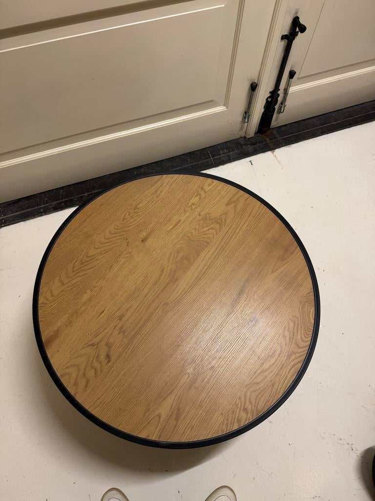 Salontafel Leenbakker - Rond, Hout en Metaal, Huis en Inrichting, Tafels | Salontafels, Ophalen, Gebruikt, Rond, 50 tot 100 cm