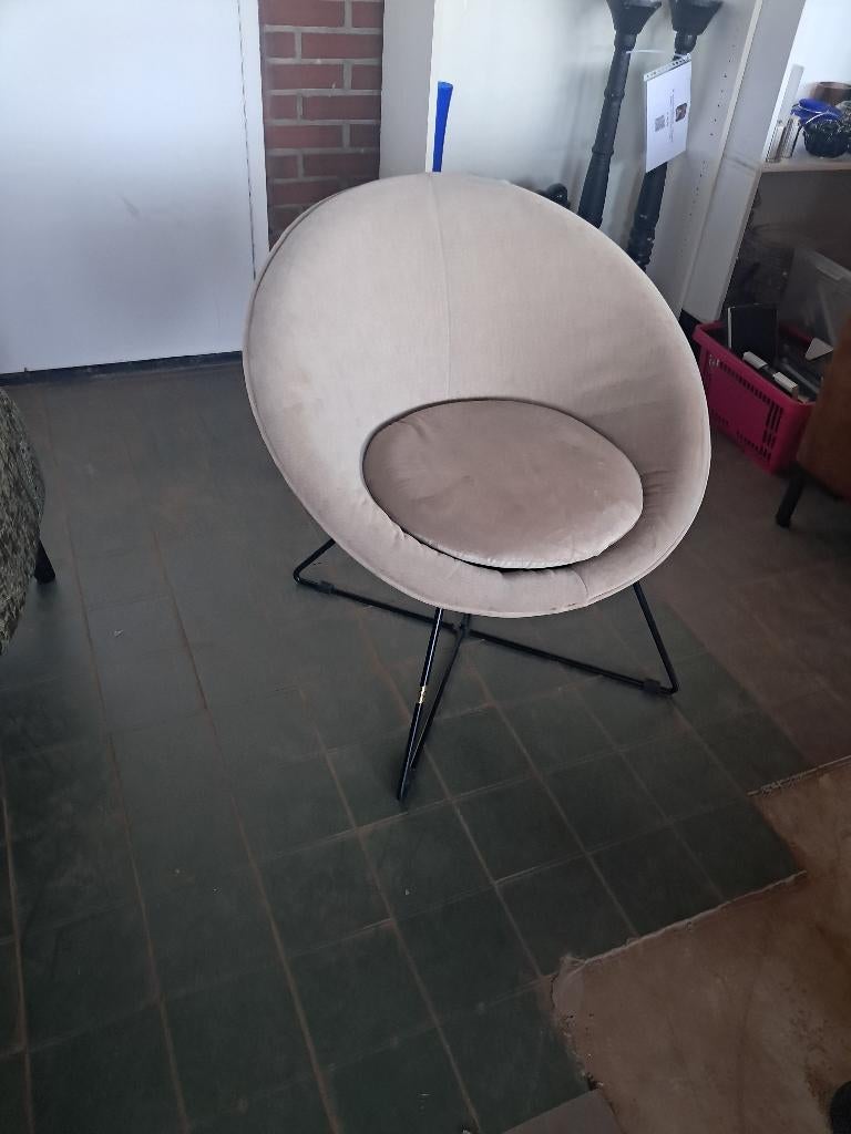 Pomax Design Stoel Beige Velvet Fluweel Metaal