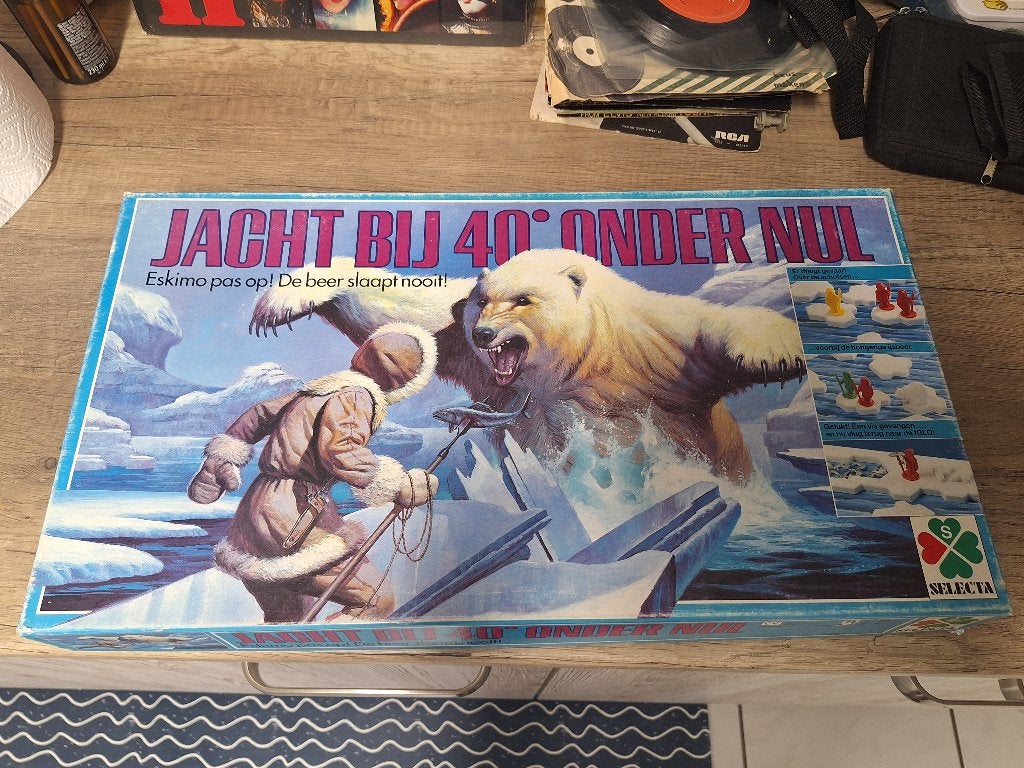 Vintage Selecta bordspel Jacht bij 40 graden onder nul 1980s, Ophalen of Verzenden, Gebruikt