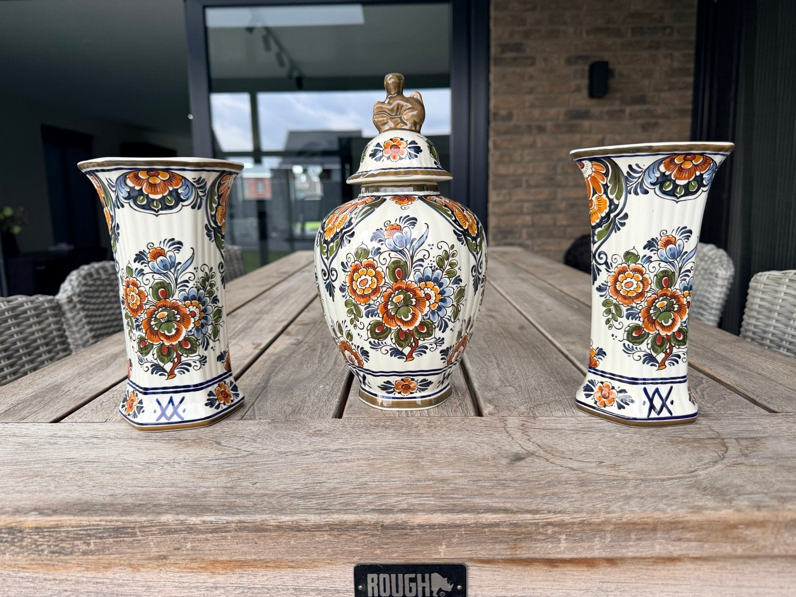 Flora Keramiek Delfts Polychroom Vazen Set van 3, Antiek en Kunst, Antiek | Vazen, Ophalen