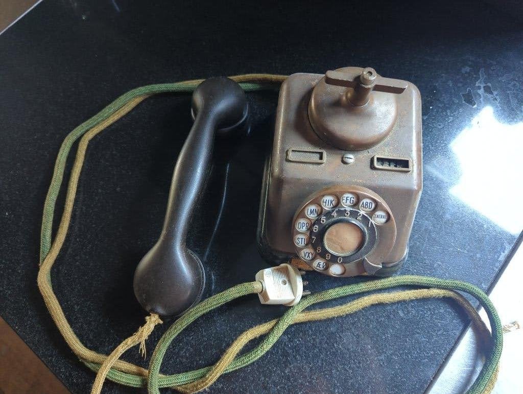 Koperen telefoon UK antiek, Ophalen of Verzenden