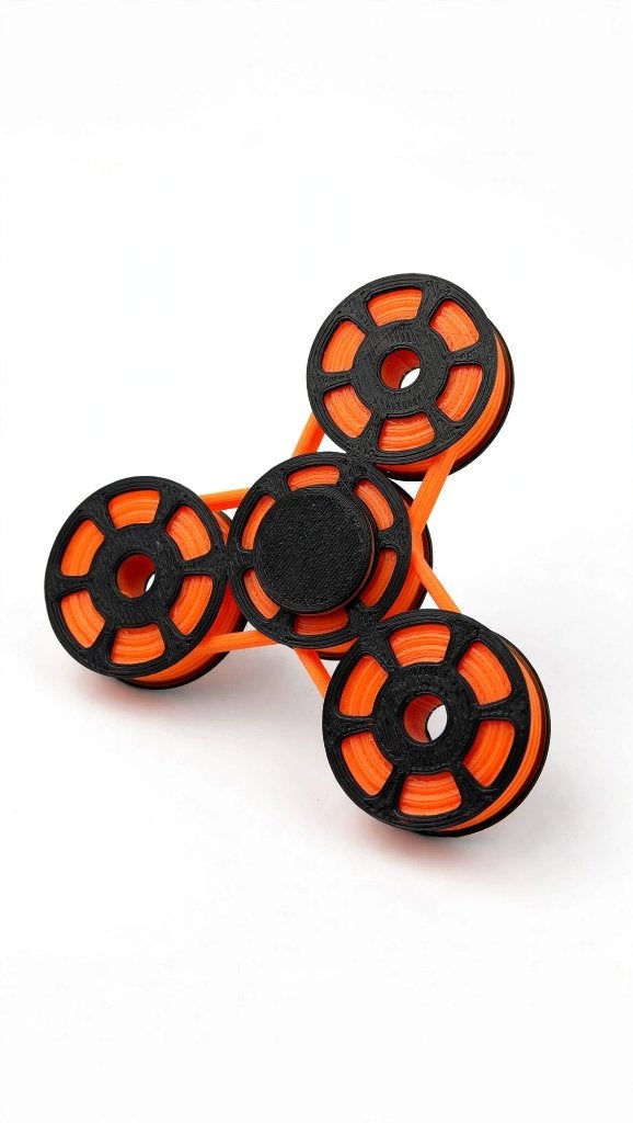 Fidget Spinner Zwart Oranje – 3D-geprint Fidget Toy, Verzenden, Nieuw
