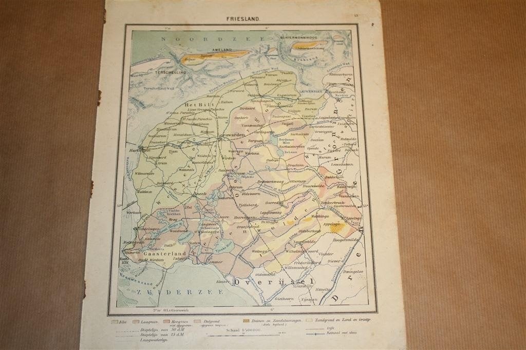 Antieke provinciekaart - Friesland - Circa 1920, Gelezen, Ophalen of Verzenden, Landkaart, 1800 tot 2000