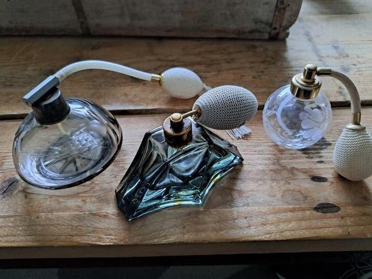 Vintage Parfumflessen met Verstuiver - Set van 3, Antiek en Kunst, Ophalen of Verzenden
