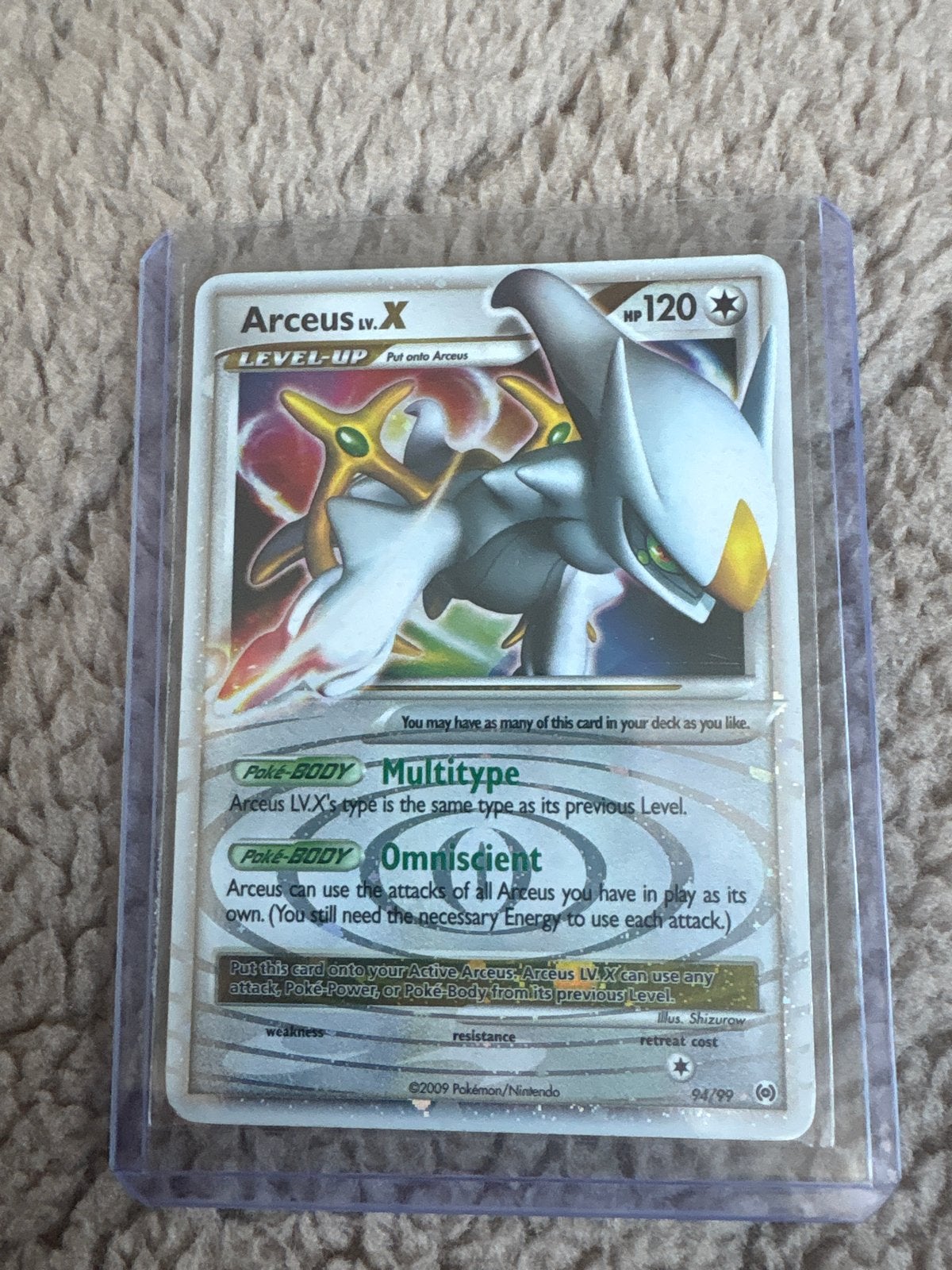 Arceus LV.X Pokémon Kaart - Platinum Set 94/99, Ophalen of Verzenden, Zo goed als nieuw, Losse kaart