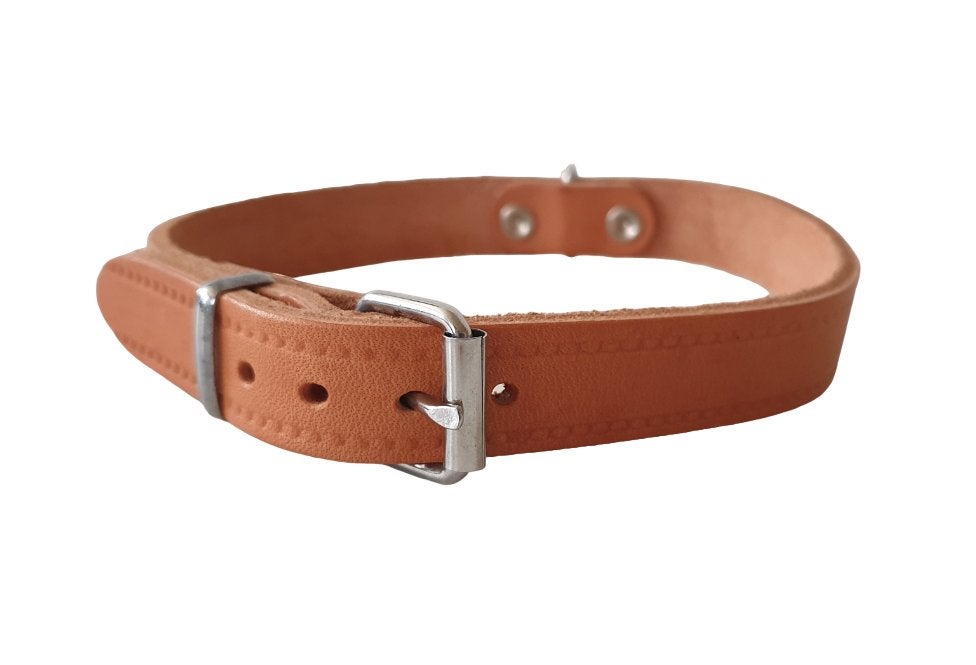 NOBBY Softlederen Halsband Naturel Nek 32,5-36 cm KOOPJE!!!, Ophalen of Verzenden, Nieuw