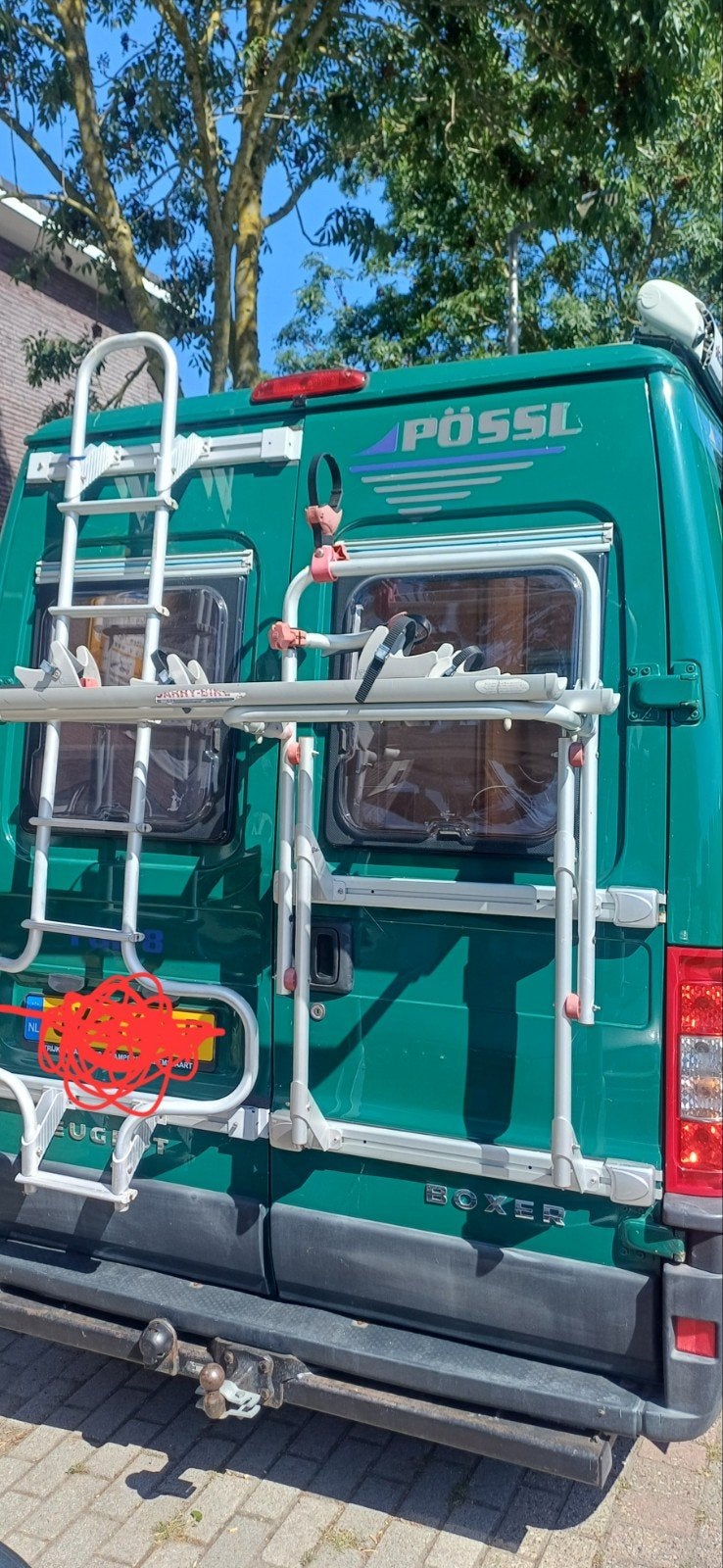 Fiamma fietsendrager voor camperbus (Pössl), Ophalen, Gebruikt, Achterklepdrager