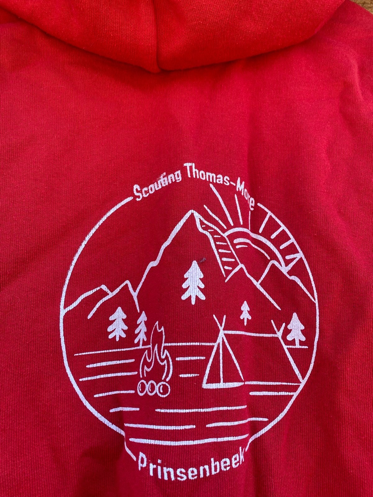 Rode Fruit of the Loom Hoodie - Scouting Thomas-More, Ophalen, Gedragen, Maat 52/54 (L), Rood