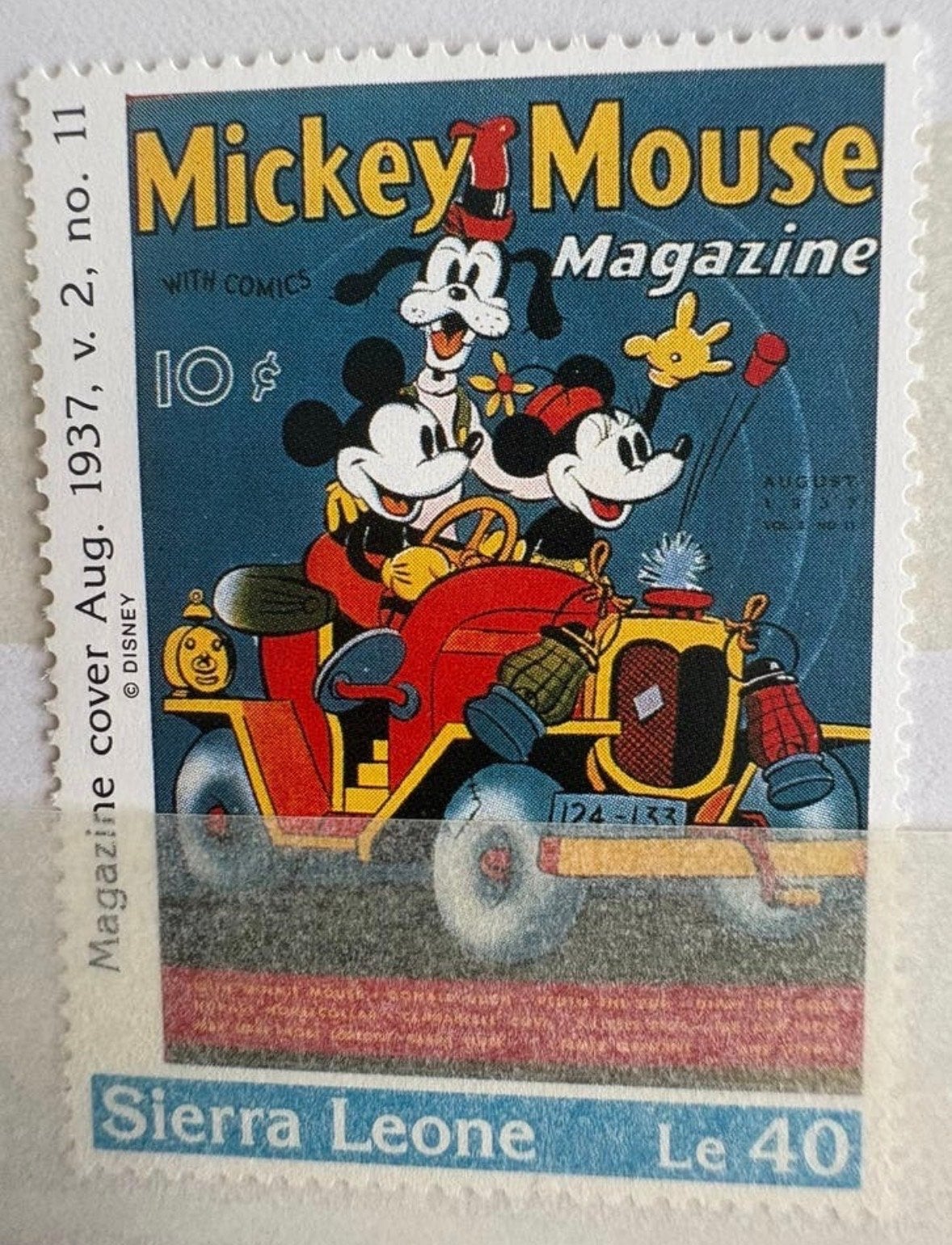 Mickey Mouse Magazine cover 1937 postzegel Sierra Leone, Ophalen of Verzenden, T/m 1940, Postfris
